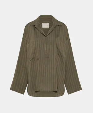 Momoni BLUSA TOWADA IN POPELINE OPERATO- Militare/Senape Clearance