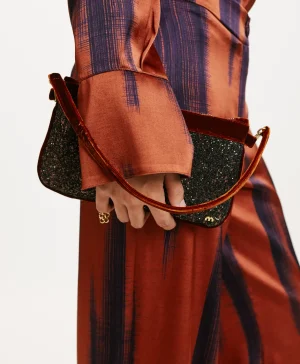 Momoni BORSA KUROI BIS IN GLITTER CON VELLUTO- Bronzo/Pelle Sale