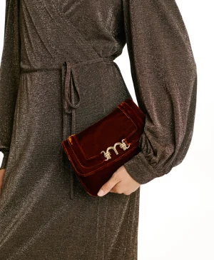 Momoni BORSA MIMI' FLORE IN VELLUTO LISCIO- Pelle Fashion