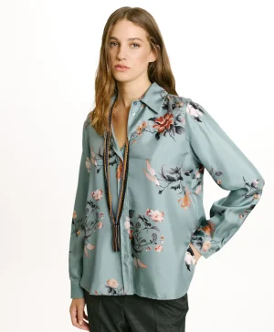 Momoni CAMICIA ARLES IN TWILL DI SETA STAMPATO - AZZURRO/TABACCO LightBlue/Tobaco Online