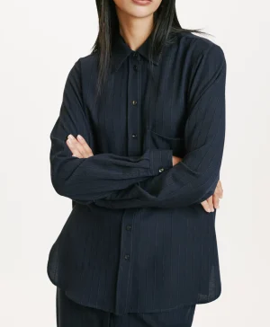 Momoni CAMICIA SADAO IN TWILL DI LANA GESSATO- Blu Best Sale