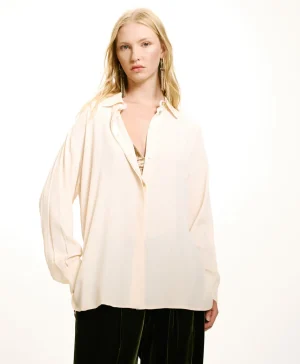 Momoni CAMICIA SAYONARA IN ACETATO/SETA UNITO- Crema Fashion