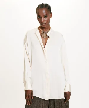 Momoni CAMICIA SORA IN SETA LAVATA- Crema Hot