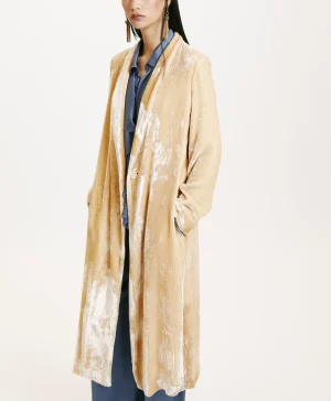Momoni CAPPOTTO KATA IN VELLUTO ELEGANTE VISCOSA SETA- Champagne Online