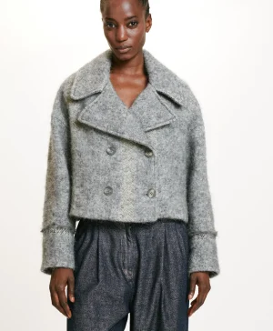 Momoni CAPPOTTO KENPI IN PANNO LANA ALPACA GARZATO- Grigio Best