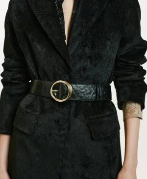 Momoni CINTURA DANSHI IN ECOPELLE LAMINATA- Nero Discount