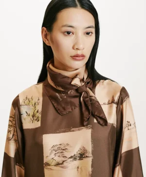 Momoni FOULARD NIPPONIA IN SETA-MULTICOLORE CACAO MulticoloreCacao Cheap