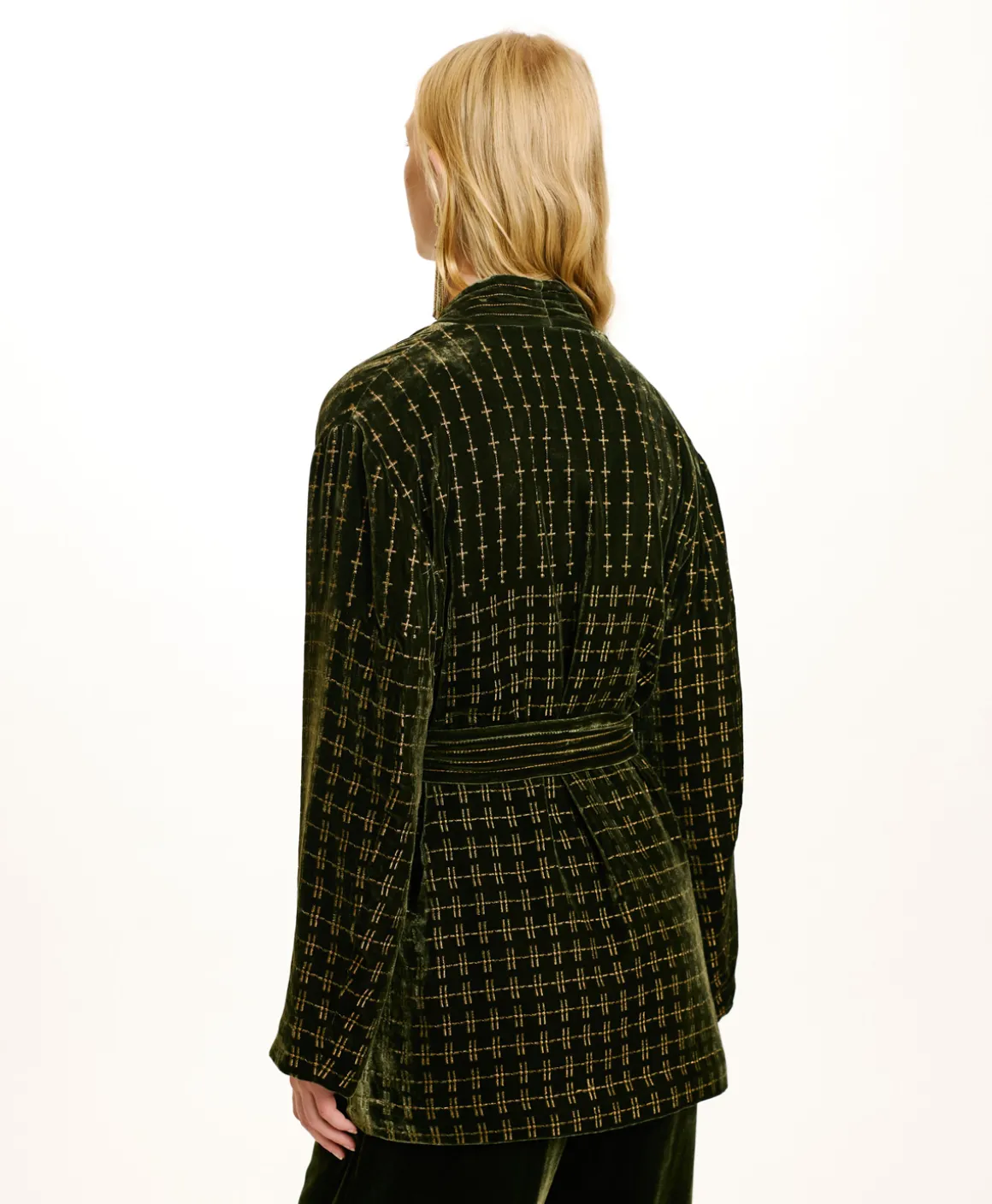 Momoni GIACCA EUGENIE IN VELLUTO MISTO SETA RICAMATO - VERDE MATCHA VerdeMatcha Fashion