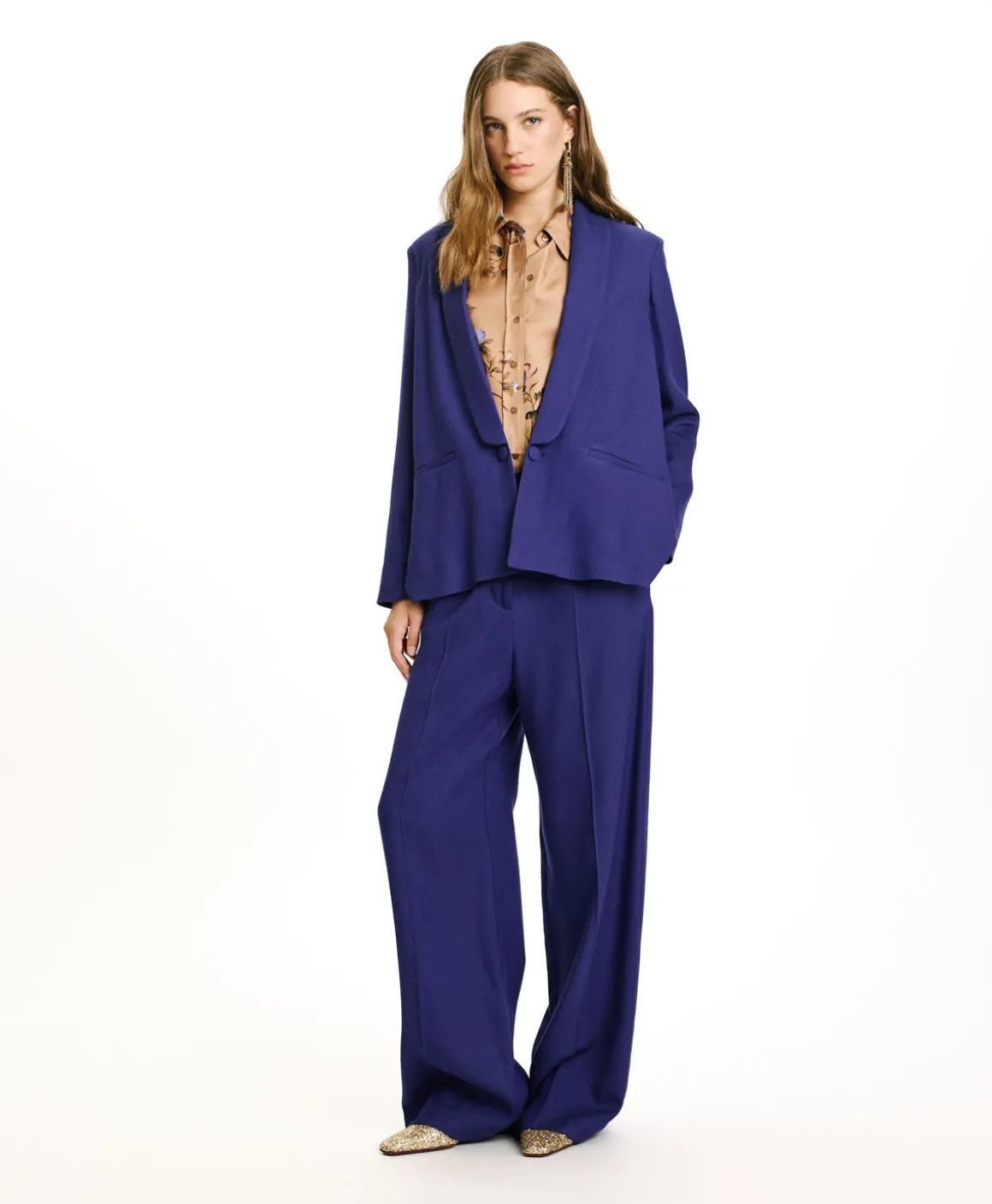 Momoni GIACCA FUSUMA IN TWILL DI LANA VISCOSA - Blu Best