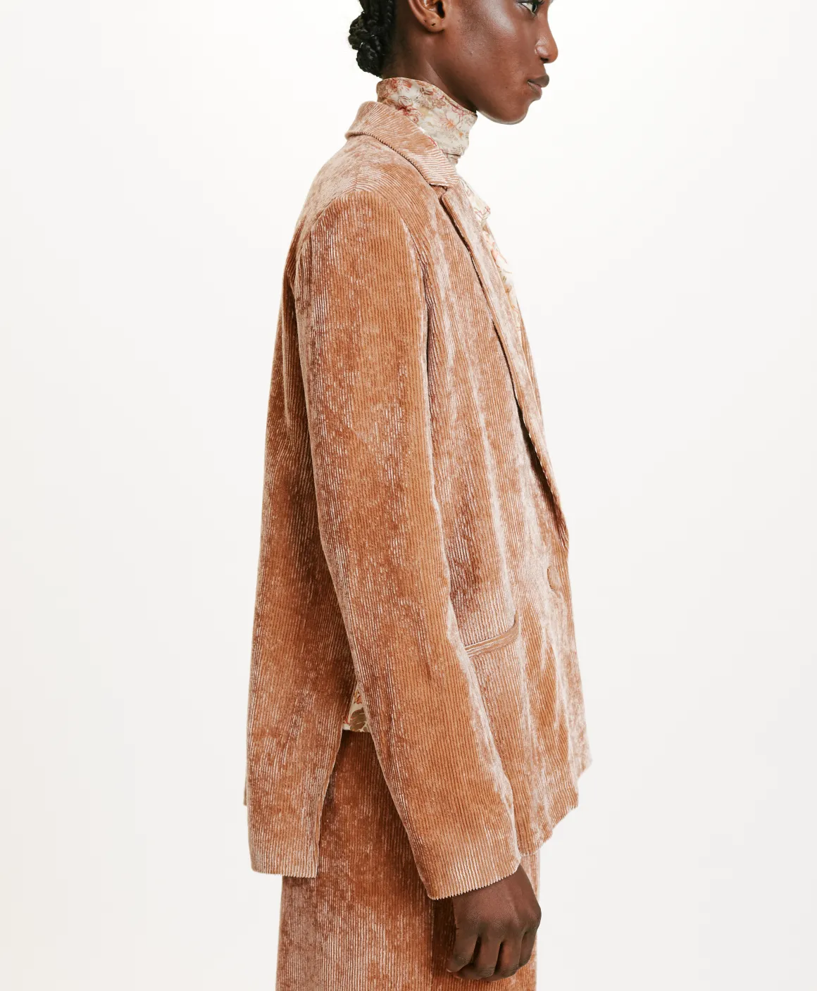 Momoni GIACCA HINATA IN VELLUTO STRETCH BICOLOR- Mandorla Clearance