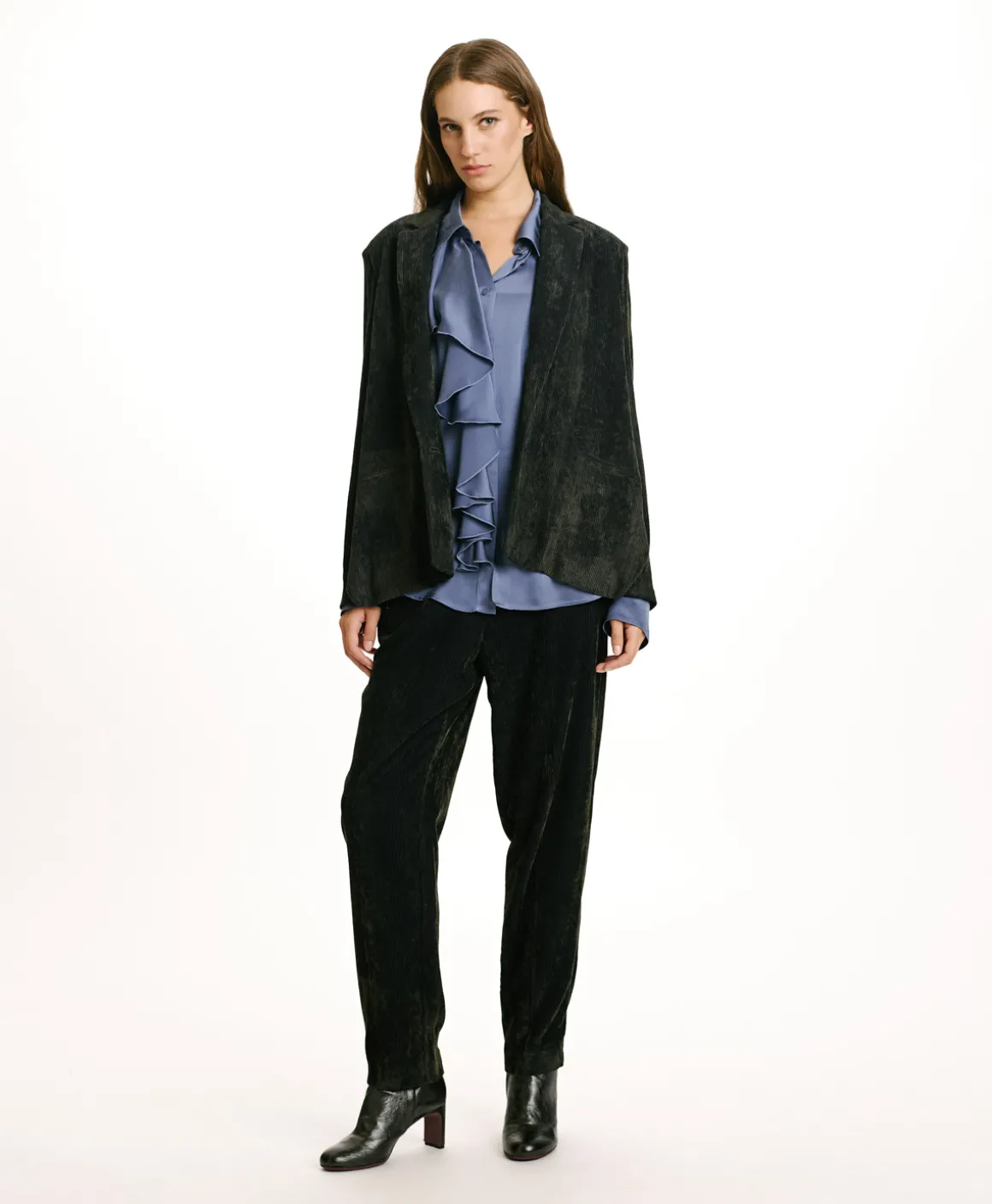 Momoni GIACCA HINATA IN VELLUTO STRETCH BICOLOR-GRIGIO CARBONE GrigioCarbone Flash Sale