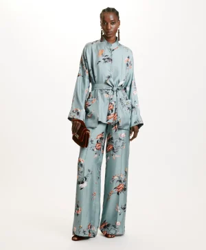 Momoni GIACCA JAPONIKA IN TWILL DI SETA STAMPATO - AZZURRO/TABACCO LightBlue/Tobaco Flash Sale