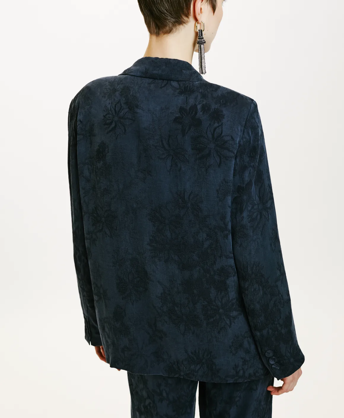 Momoni GIACCA NAGOYA IN LYONCEL VISCOSA JACQUARD- Indaco Hot