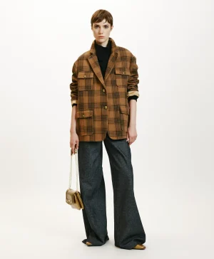 Momoni GIACCA SHIOMI IN CANVAS COTONE LANA CHECK-MULTICOLORE CACAO MulticoloreCacao Fashion