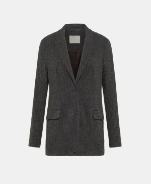 Momoni GIACCA YUMI IN PIED DE POULE SEERSUCKER- Nero/Antracite Hot