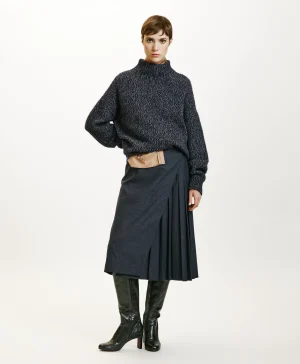 Momoni GONNA SENCHA IN CHEVRON VISCOSA LANA STRATCH-GRIGIO CARBONE GrigioCarbone Best