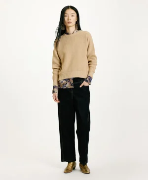 Momoni MAGLIA AKI A COSTE IN LANA MERINOS- Crema Discount