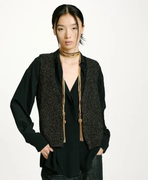 Momoni MAGLIA HIDARI PUNTO PIZZO LUREX- Nero Sale