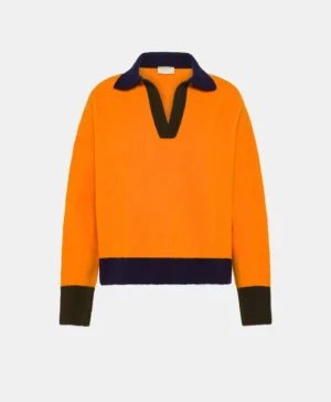 Momoni MAGLIA NEBBIOLO EFFETTO FELPA COLOR BLOCK- Arancione Fashion