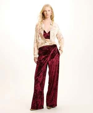 Momoni PANTALONI BACCARAT IN VELLUTO STRETCH - Bordeaux Clearance