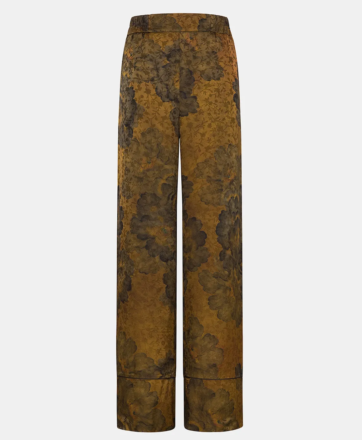 Momoni PANTALONI DAIKI IN VISCOSA JACQUARD STAMPATA- Tabacco/Oliva Store
