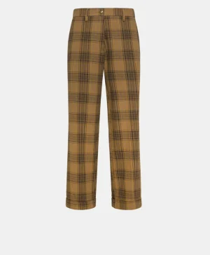 Momoni PANTALONI DANGO IN CANVAS COTONE LANA CHECK-MULTICOLORE CACAO MulticoloreCacao Store