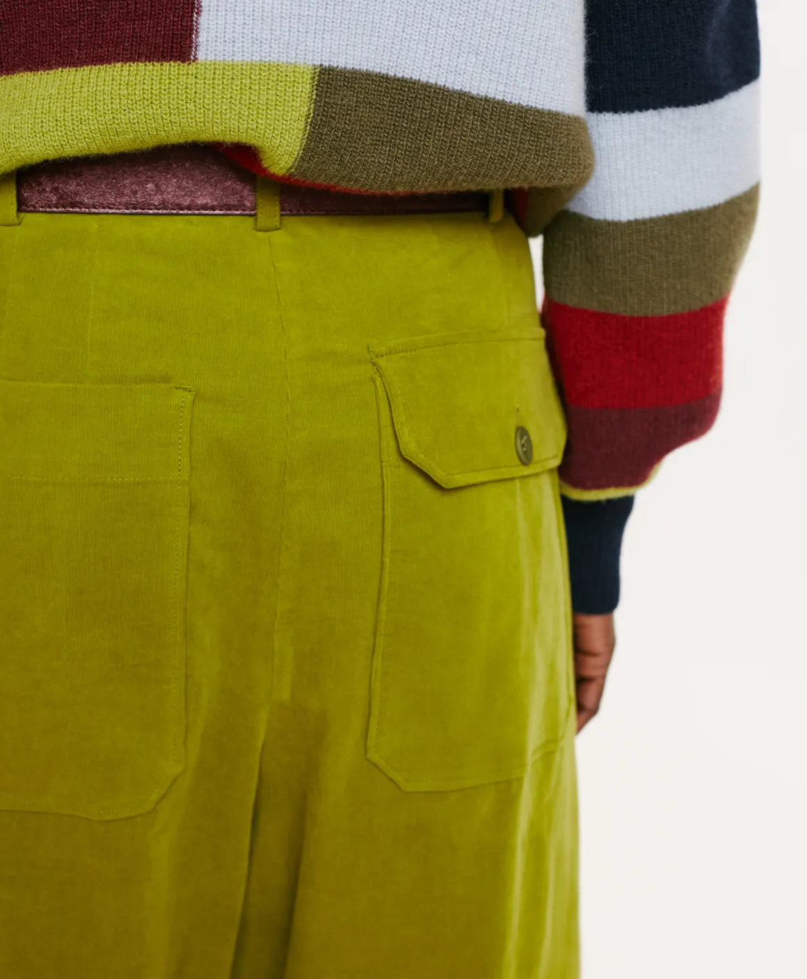 Momoni PANTALONI GRECALE BIS IN VELLUTO MILLE RIGHE STRETCH-VERDE MATCHA VerdeMatcha Online