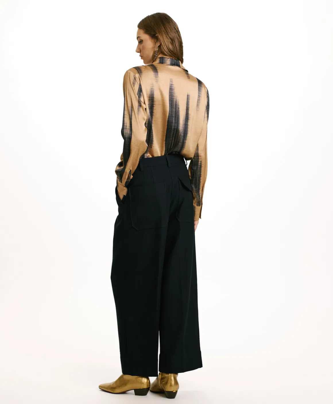 Momoni PANTALONI GRECALE BIS IN CHEVRON COTONE LANA- Blu Clearance