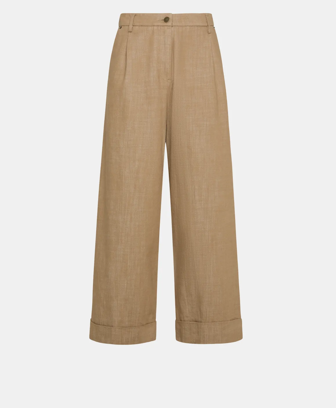 Momoni PANTALONI GRECALE IN DENIM COLOR FERMO- Mandorla Shop