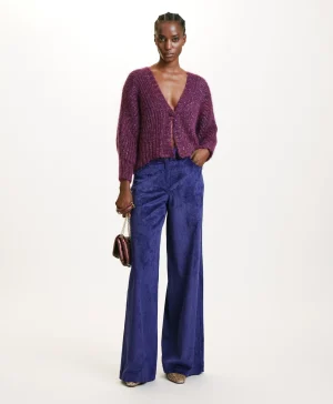 Momoni PANTALONI GUSTAVE IN VELLUTO A COSTE STRETCH- Blu Sale