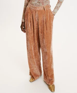 Momoni PANTALONI KYOTO IN VELLUTO STRETCH BICOLOR- Mandorla Clearance