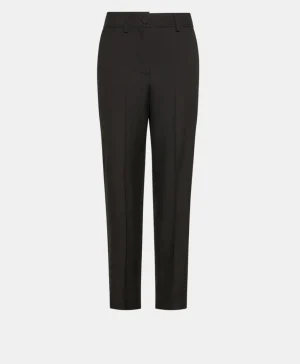 Momoni PANTALONI MATTHIEU IN TWILL DI LANA VISCOSA - Nero Discount