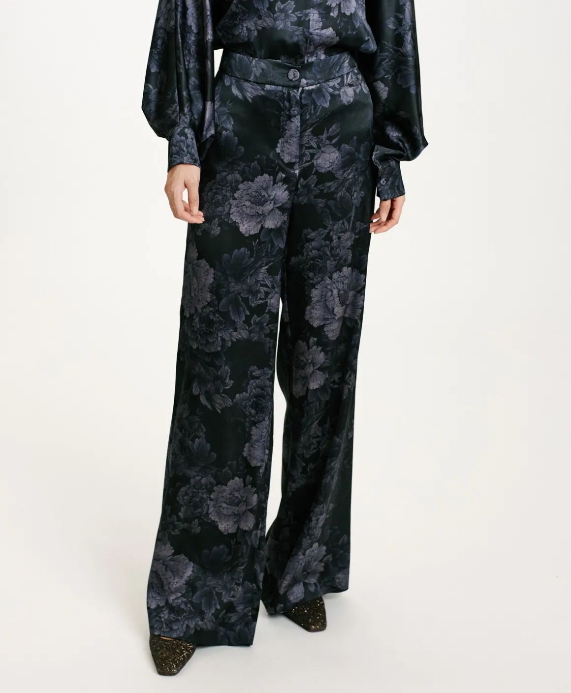 Momoni PANTALONI MISAKI IN RASO STRETCH STAMPATO-BLU/BLU NOTTE Blu/BluNotte Sale