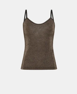 Momoni TOP AIRELLE IN JERSEY LUREX- Rame Hot