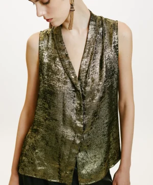 Momoni TOP KIRI IN LAMINATO FLUIDO -ORO SCURO OroScuro Store