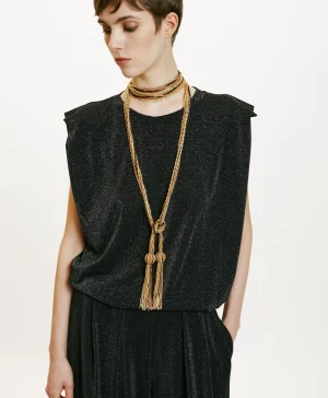 Momoni TSHIRT ENNA IN JERSEY LUREX -GRIGIO CARBONE GrigioCarbone Best Sale