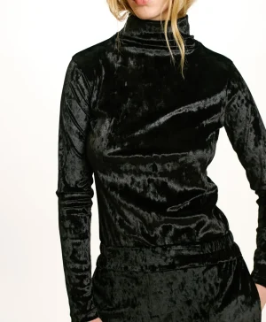 Momoni TSHIRT INE IN VELLUTO STRETCH - Nero Clearance