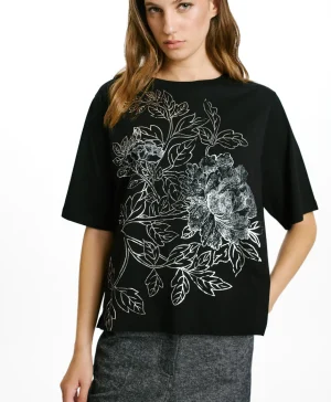 Momoni TSHIRT IORA IN JERSEY STAMPA LAMINATA- Argento Sale