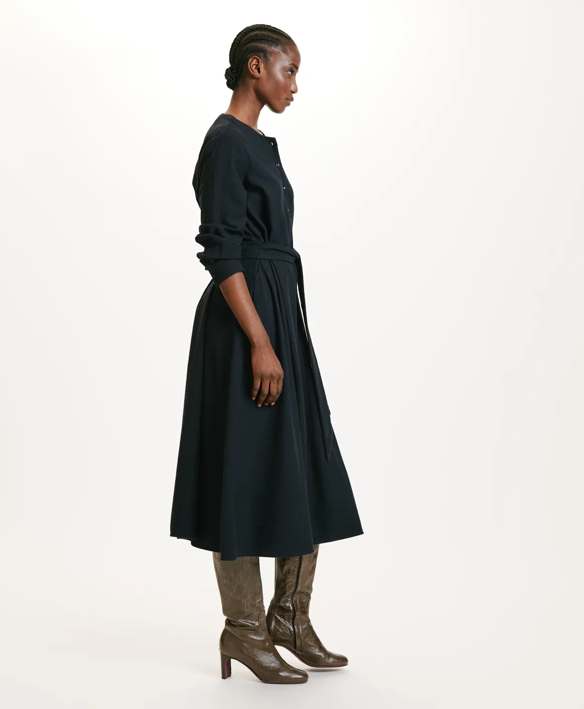 Momoni VESTITO IZUMI IN CHEVRON COTONE LANA- Blu Discount