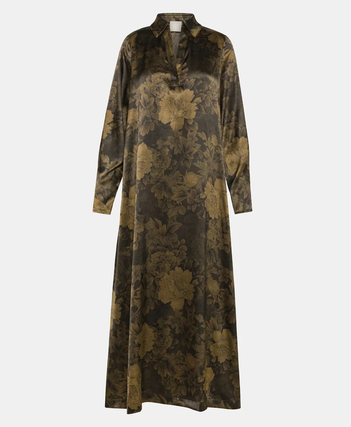 Momoni VESTITO KIKYO IN RASO STRETCH STAMPATO- Nero/Oliva Clearance