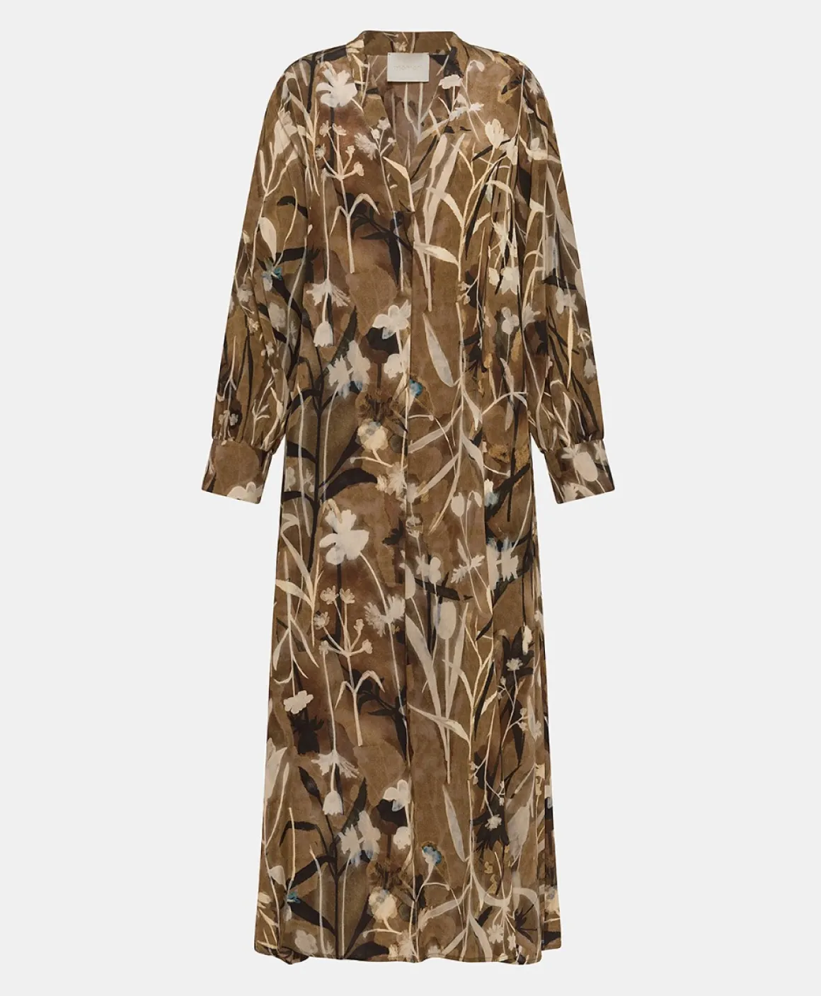 Momoni VESTITO NAO IN CREPE DE CHINE STAMPATO- Cacao/Crema Best