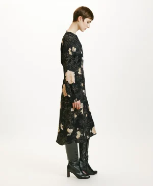 Momoni VESTITO WANI IN CREPE DE CHINE STAMPATO-NERO/ROSA CIPRIA Nero/RosaCipria Best