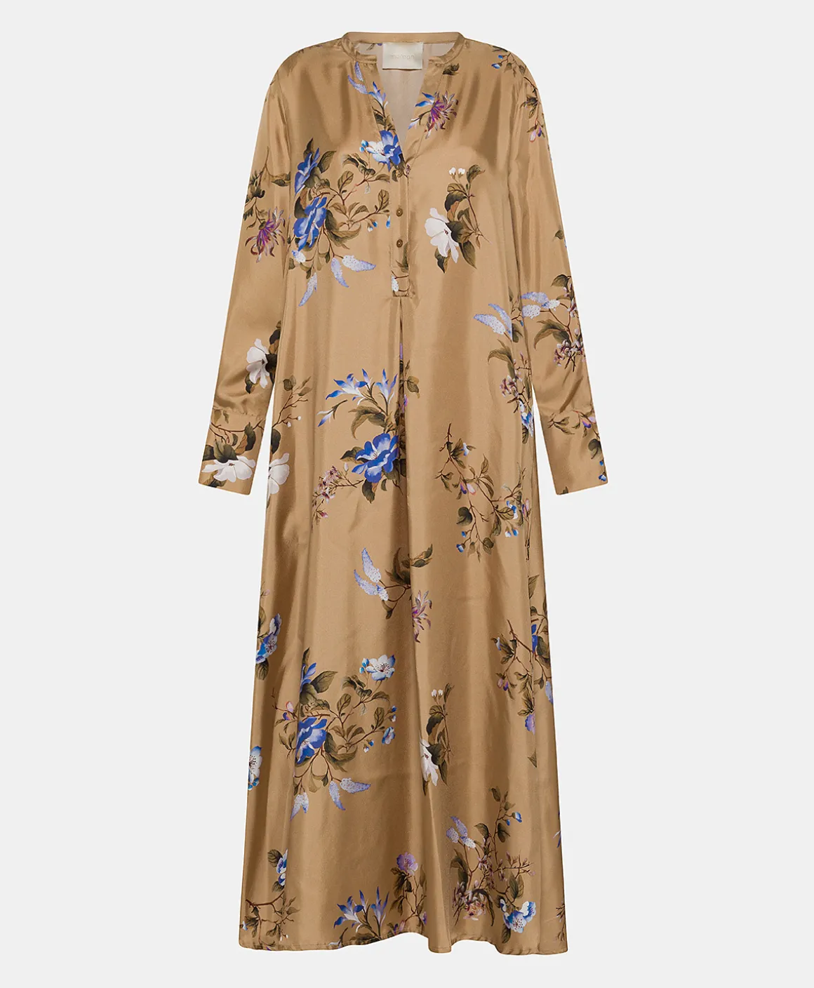 Momoni VESTITO YUI IN TWILL DI SETA STAMPATO- Tabacco/Bluette Clearance